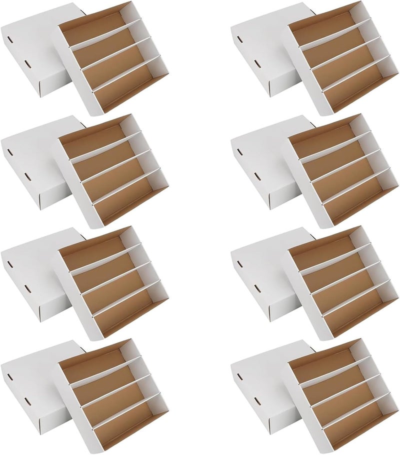 HIMOMO Trading Card Storage Box 3120 Count Collector Cards Box White Sports Card Storage Boxes Card Sorting Tray Cases Cards Collection Trading Cards Box for Soccer Basketball Cards (8 Set) - Image 1